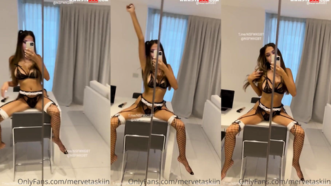 Merve Taşkın Onlyfans Fileli Çorapları Dantelli İç Çamaşırıyla Ayna Karşısında Azdırıyor