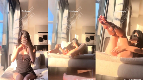 Zeydcarey Alya Vural pencere kenarında bacaklarını açıp parmaklıyor