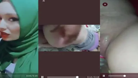 Türbanlı Orospu Saksoyla Boşaltıyor ve Şişeyle Amını Sikiyor