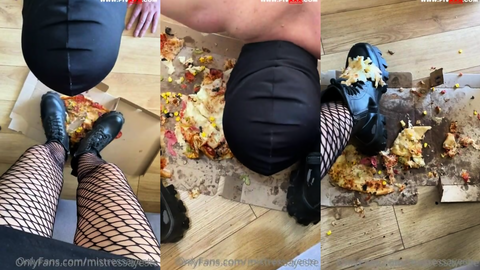 Feeding my slave with an old dusty dirty boots