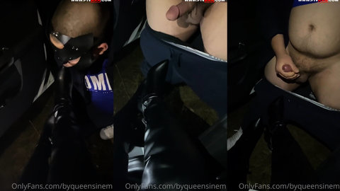 Public Spitting And Leather Boots Orgasm