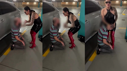 Kapalı otoparkta köle tokatlama