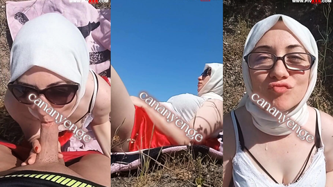 Türbanlı Public Sex Canan Yenge Dışarıda Sakso Çekip Sikildi